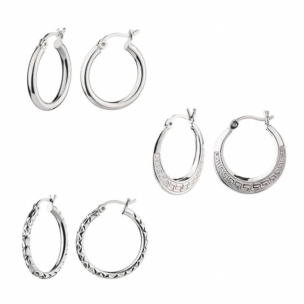 NEW GOLD & HONEY women's small hoop earrings - set of 3 in silver